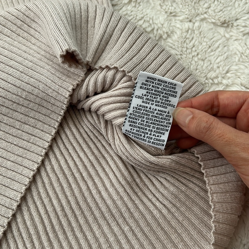 Magaschoni - Light Taupe Ribbed Crew Sleeveless Midi Dress - XL - Picture 7 of 7